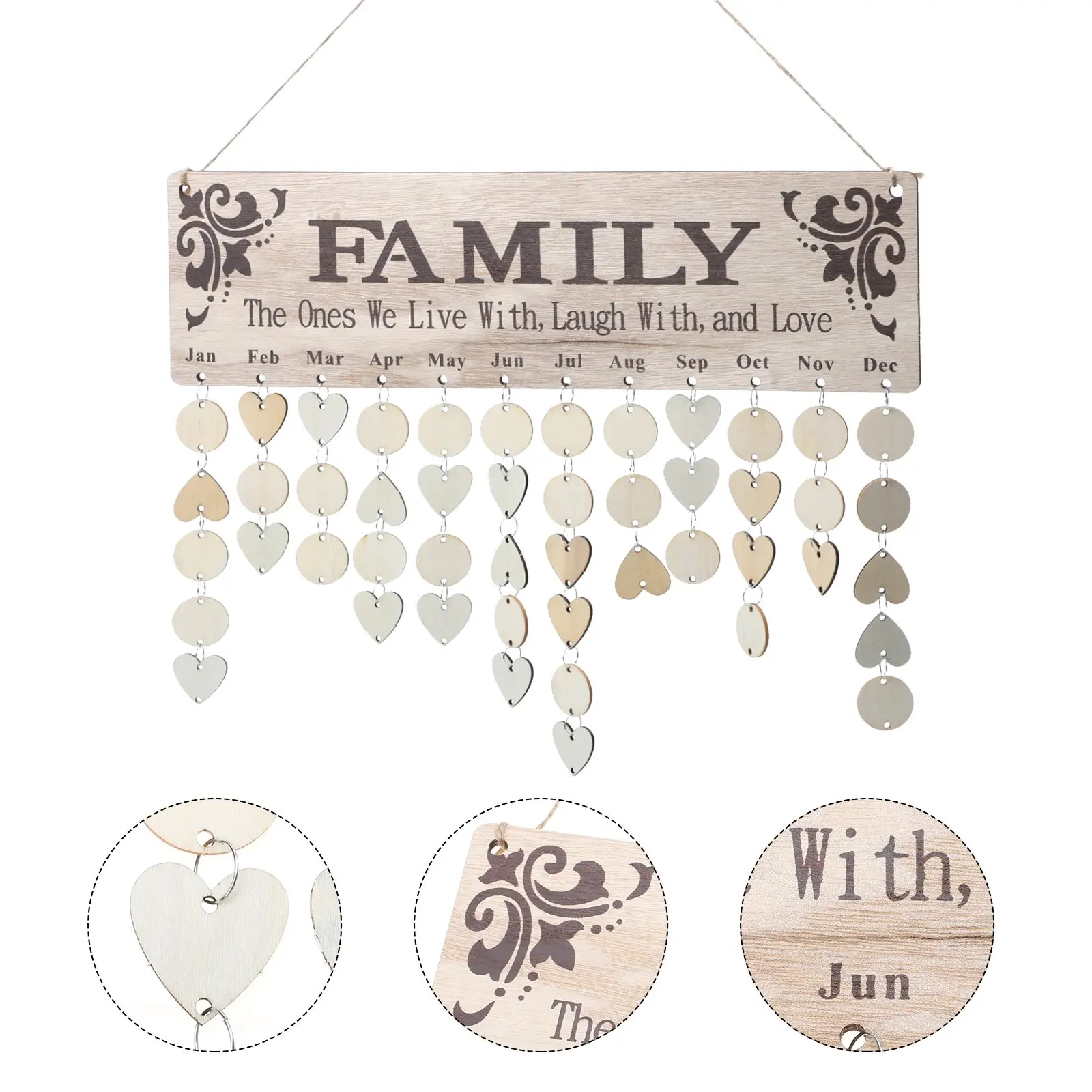 1Set DIY Wooden Calendar Hanging Board Birthday Reminder Plaque Family Date Tracker Wall Decor Creative Home Office Gift
1Set DIY Wooden Calendar Hanging Board Birthday Reminder Plaque Family Date Tracker Wall Decor Creative Home Office Gift