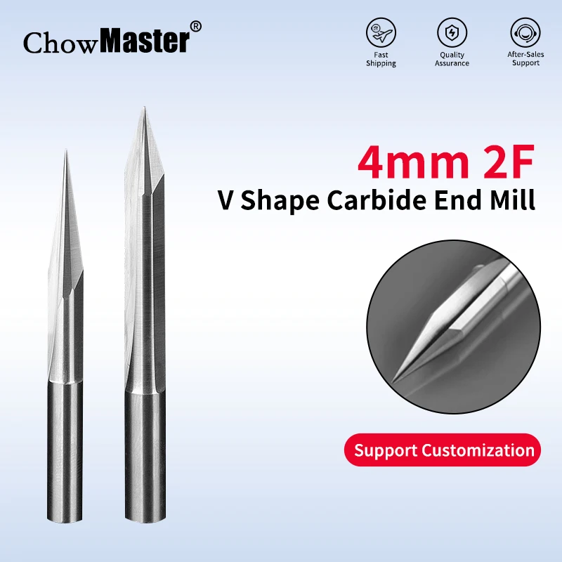 CHOWMASTER 4mm Shank Woodworking 3D Carbide Router Bits V Shape 2 Flutes Straight Groove Milling Cutters CNC Tools
CHOWMASTER 4mm Shank Woodworking 3D Carbide Router Bits V Shape 2 Flutes Straight Groove Milling Cutters CNC Tools