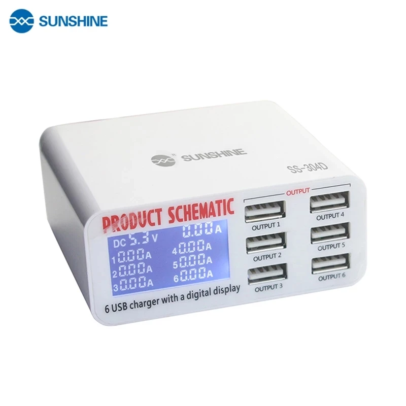 SUNSHINE SS-304D 6 Port USB Smart Charger Support Wireless Charging with LCD Display for Mobile Phone Charging Repair Tools
SUNSHINE SS-304D 6 Port USB Smart Charger Support Wireless Charging with LCD Display for Mobile Phone Charging Repair Tools