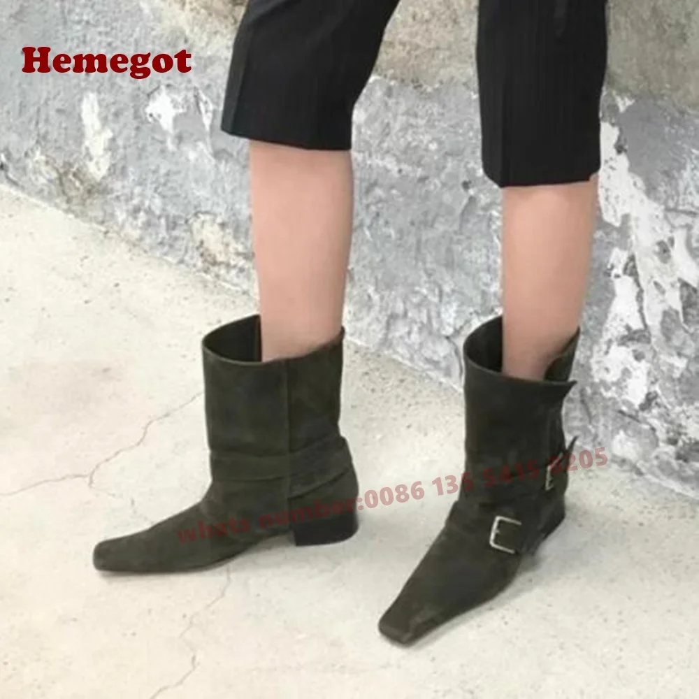 Retro Buckled Suede Mid-Calf Boots Chunky Heels Western Cowboy Boots Square Toe 2025 New Arrival Autumn Winter Women's Shoes
Retro Buckled Suede Mid-Calf Boots Chunky Heels Western Cowboy Boots Square Toe 2025 New Arrival Autumn Winter Women's Shoes
