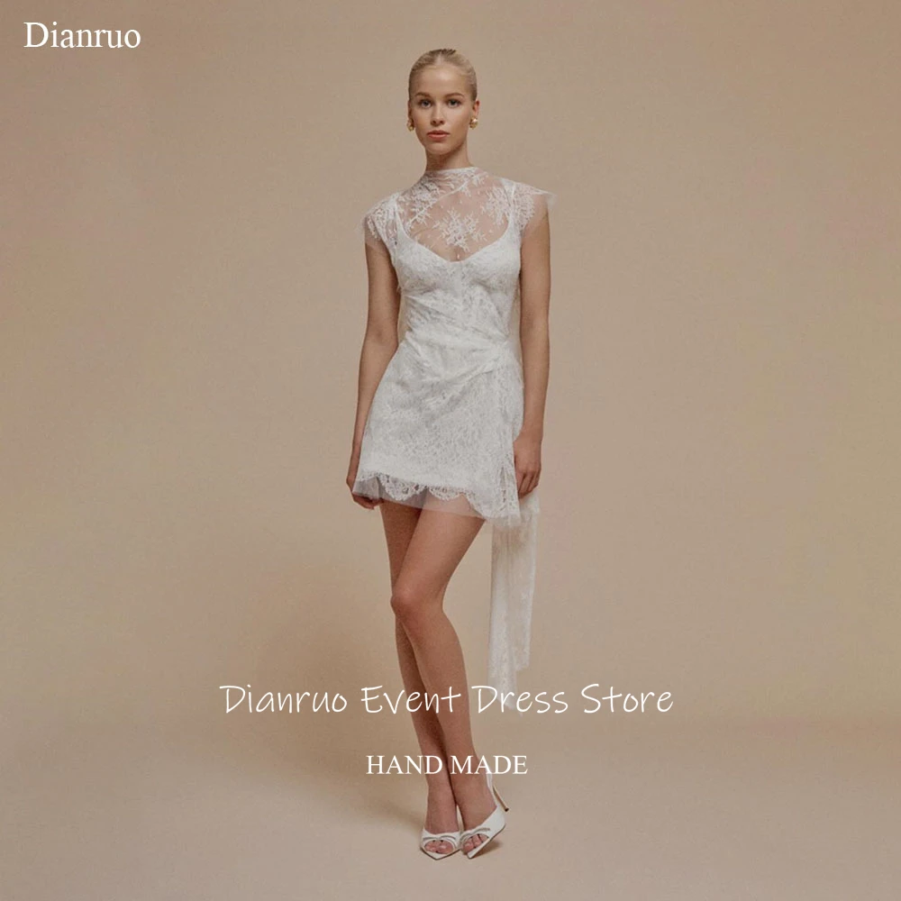 Dianruo Lace Asymmetrical Wedding Dress See Through Vestido Novia Spaghetti Straps Illusion Chic Civil Robe De Mariée Customized
Dianruo Lace Asymmetrical Wedding Dress See Through Vestido Novia Spaghetti Straps Illusion Chic Civil Robe De Mariée Customized