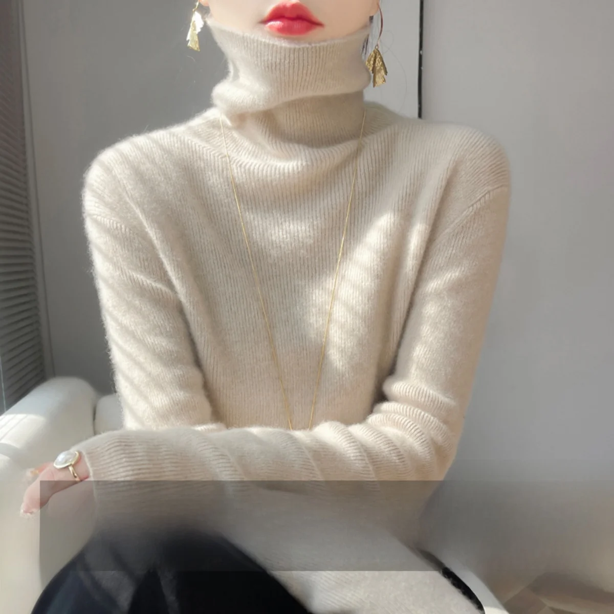 Женский вязаный свитер из однотонной шерсти Thiened с высоким воротником, осень-зима, облегающий длинный свеч
Женский вязаный свитер из однотонной шерсти Thiened с высоким воротником, осень-зима, облегающий длинный свеч