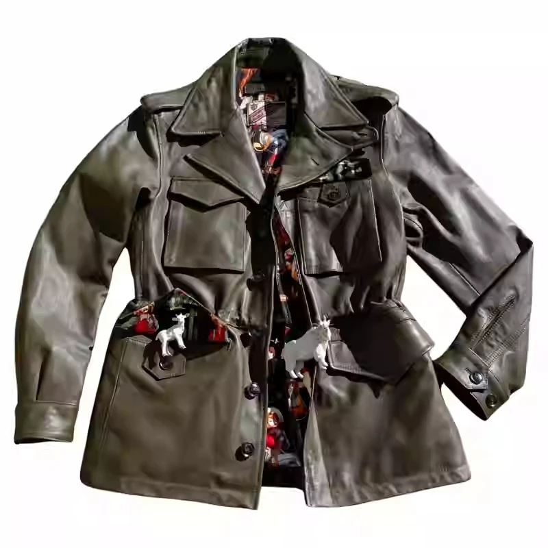 Army Green Autumn Leather Jacket Men American Military Style Plus Size 5XL Genuine Natural Sheepskin M43 Field Jacket
Army Green Autumn Leather Jacket Men American Military Style Plus Size 5XL Genuine Natural Sheepskin M43 Field Jacket