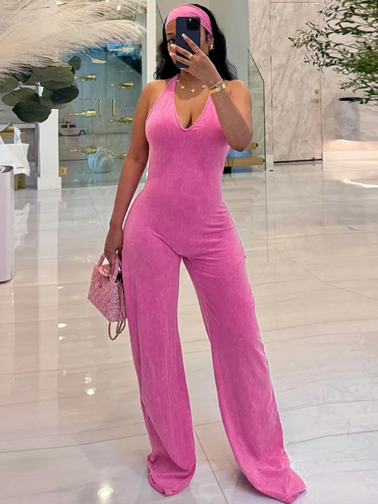 Sibybo Sexy Halter Backless Women Jumpsuit Solid Wide Leg Sleeveless Jumpsuits Y2K Summer Casual Party Street One Piece Outfits
Sibybo Sexy Halter Backless Women Jumpsuit Solid Wide Leg Sleeveless Jumpsuits Y2K Summer Casual Party Street One Piece Outfits