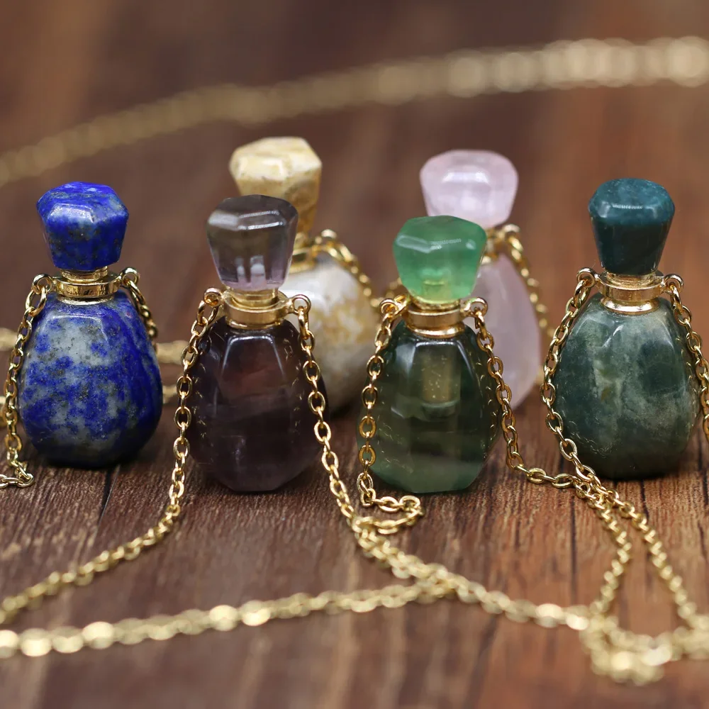 Natural Stone Perfume Bottle Pendant Necklace Rose Quartzs Lapis Lazulis Necklace For Jewelry Gift Length 66+5cm Size 16x33mm
Natural Stone Perfume Bottle Pendant Necklace Rose Quartzs Lapis Lazulis Necklace For Jewelry Gift Length 66+5cm Size 16x33mm