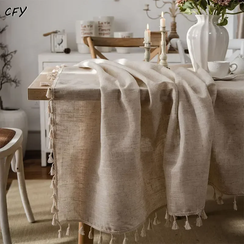 American Solid Color Cotton Linen Tablecloth for Table Rectangular Tablecloth with Tassel Dining Table Cover Tea Cloth
American Solid Color Cotton Linen Tablecloth for Table Rectangular Tablecloth with Tassel Dining Table Cover Tea Cloth