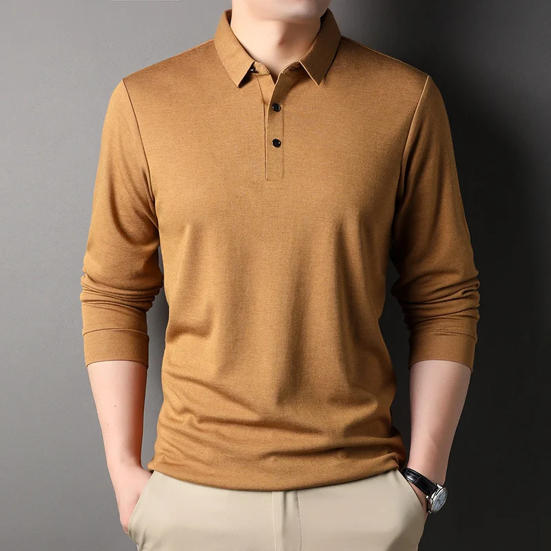 High Quality Men Wool Blend Tee Tops Autumn & Winter Polo Neck Tee Shirts Male Turn Down Collar Mixed Wool T shirts Long Sleeved
High Quality Men Wool Blend Tee Tops Autumn & Winter Polo Neck Tee Shirts Male Turn Down Collar Mixed Wool T shirts Long Sleeved