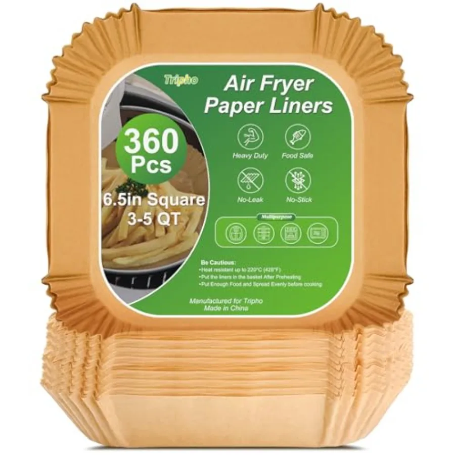 360 Pcs 6.5" Square Unbleached Heavy Duty Air Fryer Paper Liners Disposable, Non-Stick and Non-Leak Parchment Paper Liners for
360 Pcs 6.5" Square Unbleached Heavy Duty Air Fryer Paper Liners Disposable, Non-Stick and Non-Leak Parchment Paper Liners for