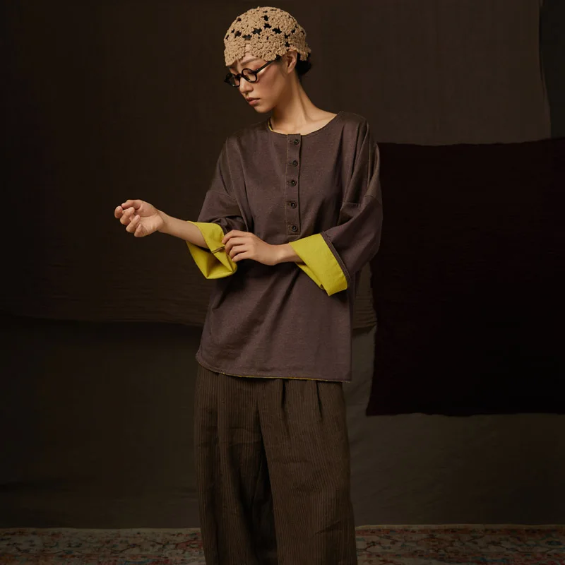 Loose Neutral Pastoral Henry Collar Nine Sve Casual Top Artist 2025 Autumn White Dungarees Artistic Sle Breathable Cotton
Loose Neutral Pastoral Henry Collar Nine Sve Casual Top Artist 2025 Autumn White Dungarees Artistic Sle Breathable Cotton