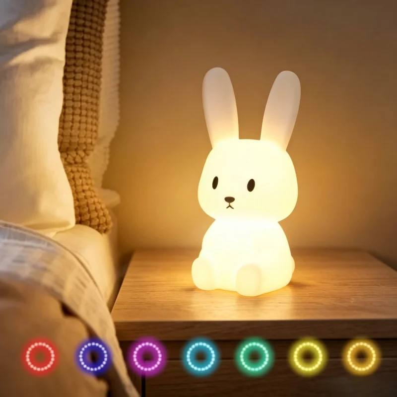 Cute Rabbit Silicone LED Night Light, Touch Sensor Animal Table Lamp, Bedroom Home Decor Gift for Kids Baby Children
Cute Rabbit Silicone LED Night Light, Touch Sensor Animal Table Lamp, Bedroom Home Decor Gift for Kids Baby Children