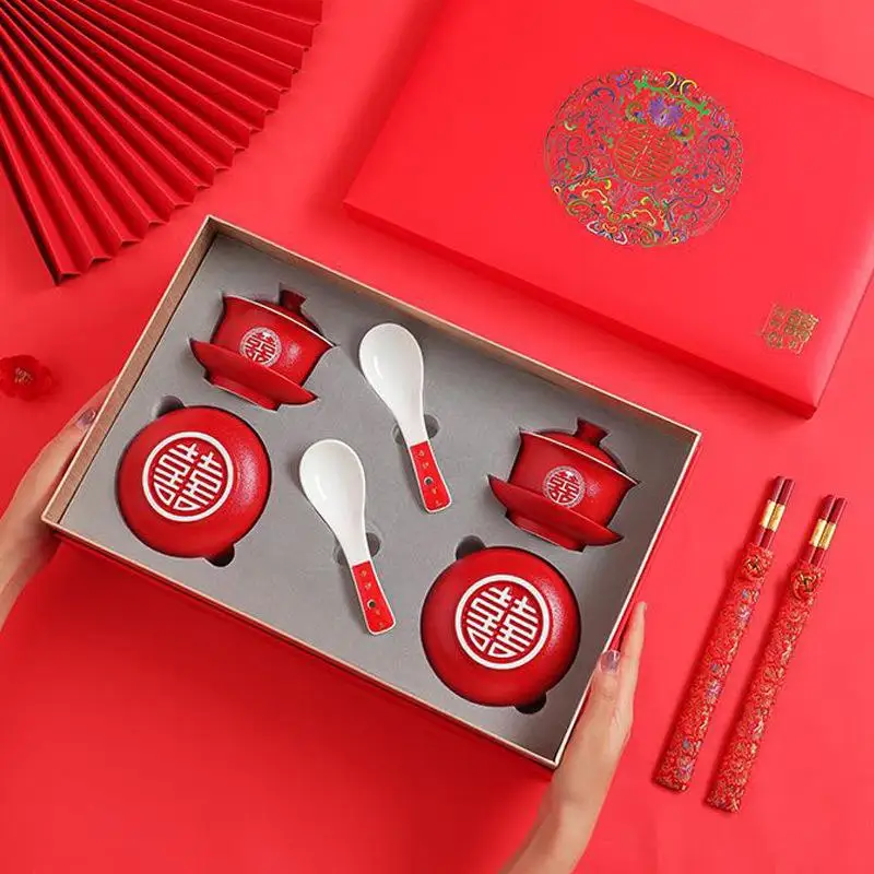 Wedding Celebration Ceramic Tea Set Red Three Elements Cover Bowl Tea Offering Cup with Happiness Characteristic Wedding Supp...
Wedding Celebration Ceramic Tea Set Red Three Elements Cover Bowl Tea Offering Cup with Happiness Characteristic Wedding Supp...