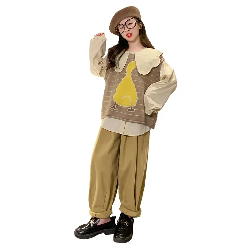 Kid Girl Clothes Spring New Outfits Set Fashion Streetwear Print Vest + Ruffle Collar Top Loose Pant 3pcs Casual Costume 4-14Y
Kid Girl Clothes Spring New Outfits Set Fashion Streetwear Print Vest + Ruffle Collar Top Loose Pant 3pcs Casual Costume 4-14Y
