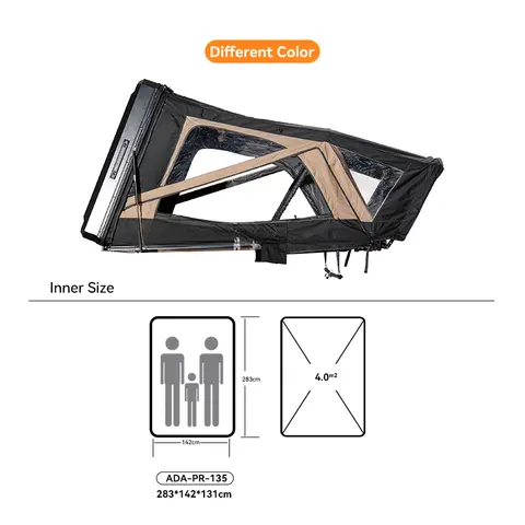 Carpa de techo rígida de aluminio Ada Overland, estructura de refuerzo recta, impermeable, para 4x4