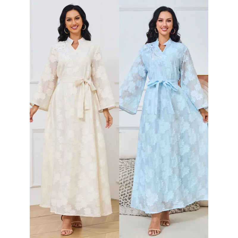 059 New European and American Women's Fashion Middle Eastern Clothing New Jacquard Fashionable Elegant Abaya Robe
059 New European and American Women's Fashion Middle Eastern Clothing New Jacquard Fashionable Elegant Abaya Robe