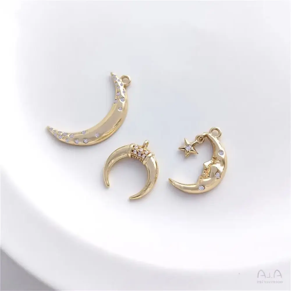 14K Gold Inlaid Zircon Moon Pendant DIY Necklace Chain Star Moon Pendant Handmade Jewelry
14K Gold Inlaid Zircon Moon Pendant DIY Necklace Chain Star Moon Pendant Handmade Jewelry