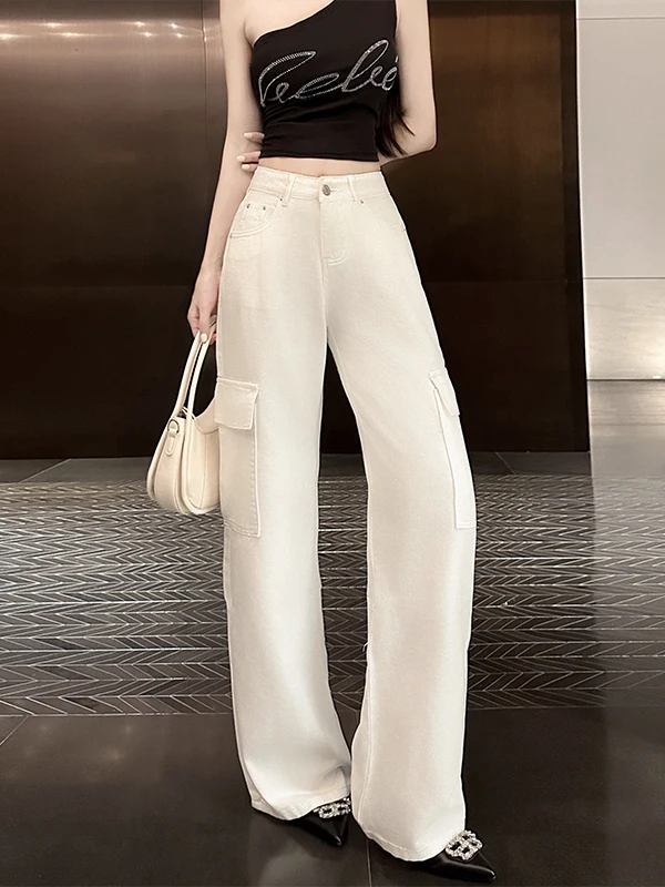 East Gate Spring New Fashion White Pocket Loose Casual Workwear Wide Leg Long Pants Versatile Women's Jeans Comfortable Soft
East Gate Spring New Fashion White Pocket Loose Casual Workwear Wide Leg Long Pants Versatile Women's Jeans Comfortable Soft