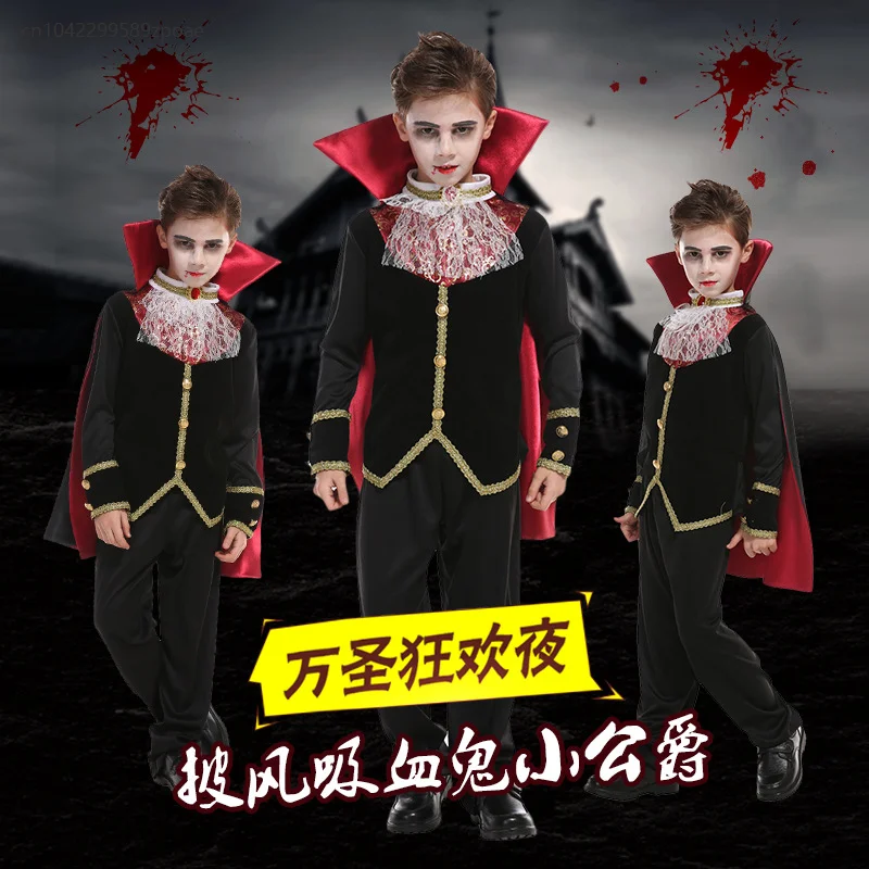 Halloween Masquerade Vampire Cosplay Children Boy Party Costume Vampire Horror Black Cloak Stage Performance Costumes 2025 
Halloween Masquerade Vampire Cosplay Children Boy Party Costume Vampire Horror Black Cloak Stage Performance Costumes 2025