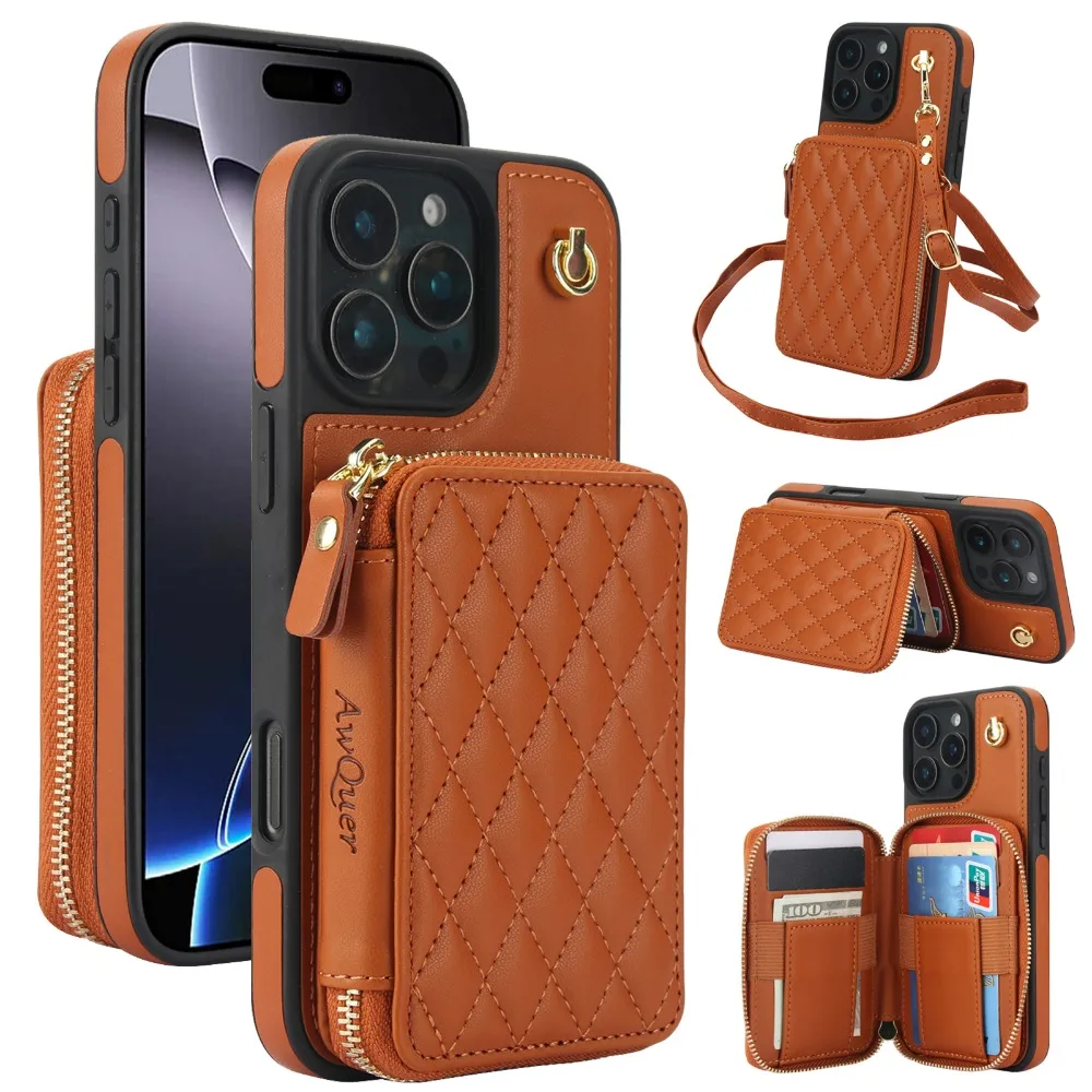 Leather Phone Case for IPhone 16 15 14 Plus 13 12 11 Pro Max XS X 7 8 Crossbody Wrist Strap Zipper Wallet with Card Holder Cover
Leather Phone Case for IPhone 16 15 14 Plus 13 12 11 Pro Max XS X 7 8 Crossbody Wrist Strap Zipper Wallet with Card Holder Cover