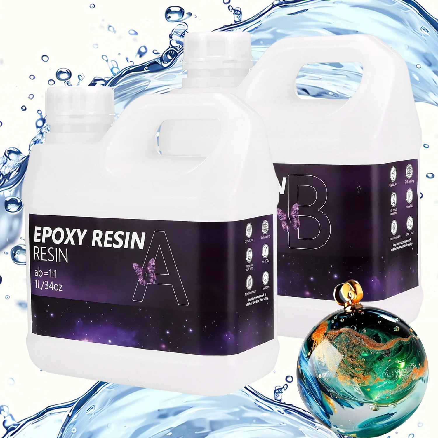 New upgrad 1:1 Epoxy Resin Crystal Clear Kit, Self Leveling Easy, Mix Coating and Cast for Freedom Art,Jewelry Making,Crafts DIY
New upgrad 1:1 Epoxy Resin Crystal Clear Kit, Self Leveling Easy, Mix Coating and Cast for Freedom Art,Jewelry Making,Crafts DIY