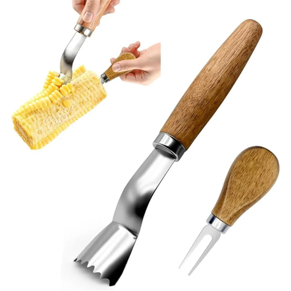 Corn Peeler + Corn Cob Holders, Corn on The Cob Stripper Tool, Corn Cob Stripper tool, Corn Cob Peeler, Sweet Corn Planer Cutter Kernel remover tool, Wooden Handle for Hand Grip, Corn Pick Set
Corn Peeler + Corn Cob Holders, Corn on The Cob Stripper Tool, Corn Cob Stripper tool, Corn Cob Peeler, Sweet Corn Planer Cutter Kernel remover tool, Wooden Handle for Hand Grip, Corn Pick Set