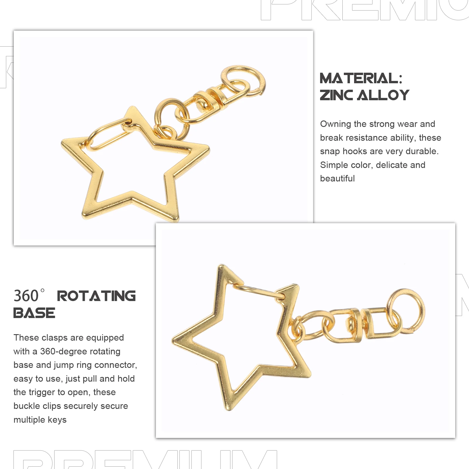 60pcs Star-Shaped Keychain Clasps Pentagram Snap Hooks DIY Crafts Key Rings Bulk Metal Swivel Hooks Durable Key Accessories
60pcs Star-Shaped Keychain Clasps Pentagram Snap Hooks DIY Crafts Key Rings Bulk Metal Swivel Hooks Durable Key Accessories