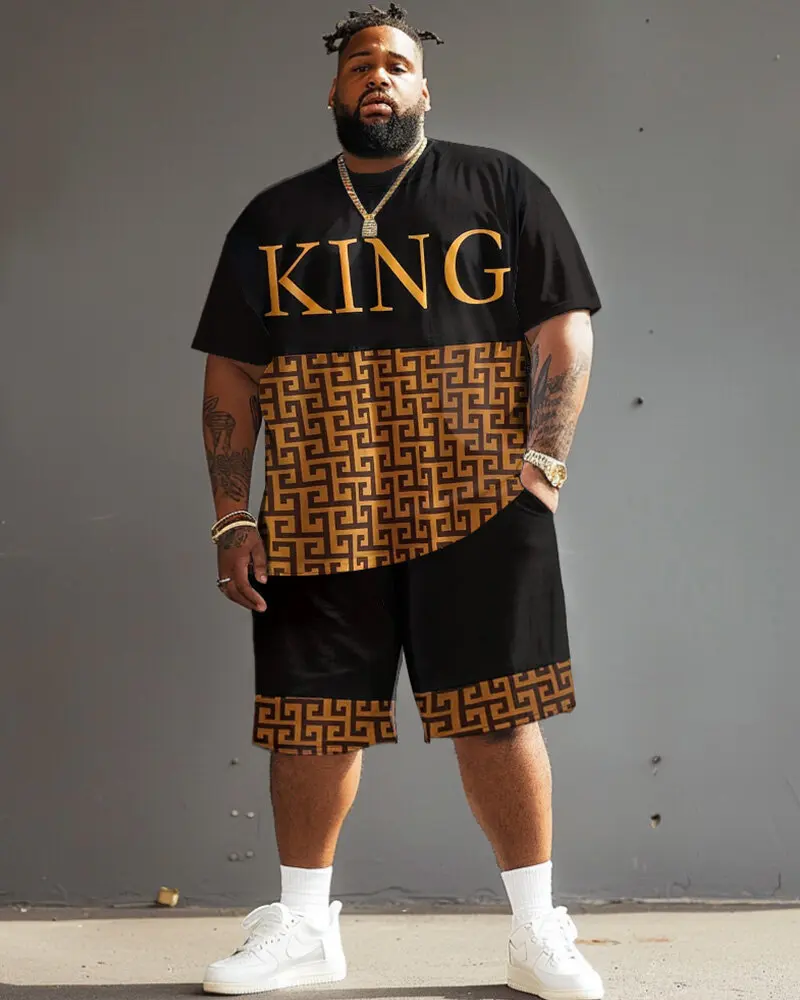 S-9XL Big & Tall Blessed King Letter Geometric Monogram Print Tee & Shorts 2Pcs Men Casual Set
S-9XL Big & Tall Blessed King Letter Geometric Monogram Print Tee & Shorts 2Pcs Men Casual Set