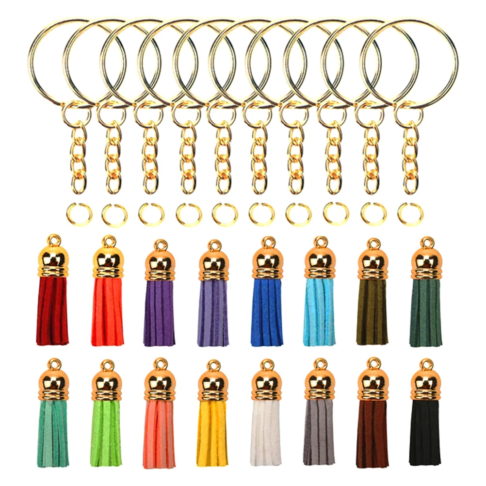 50 Sets Metal Tassel Keychains DIY Jump Rings Jewelry Tassels Bookmarks Key Chain Accessories Durable Practical Everyday
50 Sets Metal Tassel Keychains DIY Jump Rings Jewelry Tassels Bookmarks Key Chain Accessories Durable Practical Everyday