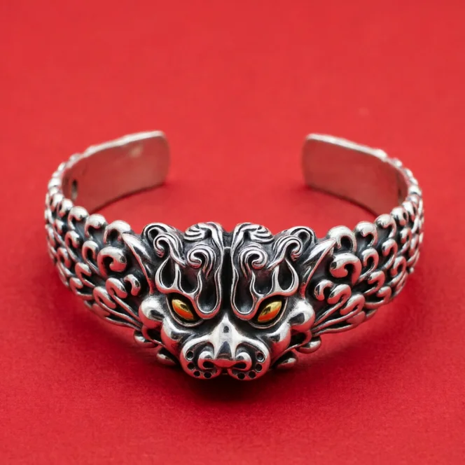 S925 Sterling Silver Men's Magnificent Bracelet Wide Face Lucky Pixiu Fashion Men's Bracelet Thai Silver Made Old Divine Beast B
S925 Sterling Silver Men's Magnificent Bracelet Wide Face Lucky Pixiu Fashion Men's Bracelet Thai Silver Made Old Divine Beast B