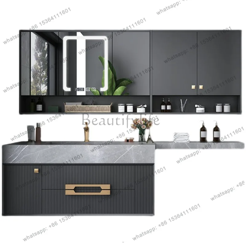 Light luxury rock slab integrated basin bathroom cabinet combination solid wood bathroom sink
Light luxury rock slab integrated basin bathroom cabinet combination solid wood bathroom sink