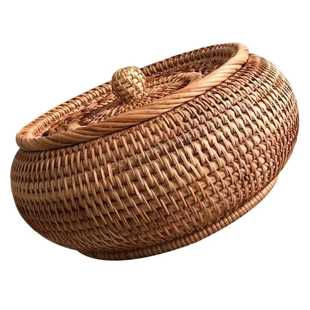 Rattan Candy Box Handwoven Lidded Basket Round Dessert Container Kitchen Home Organizer Fruit Snack Storage Solution Woven
Rattan Candy Box Handwoven Lidded Basket Round Dessert Container Kitchen Home Organizer Fruit Snack Storage Solution Woven