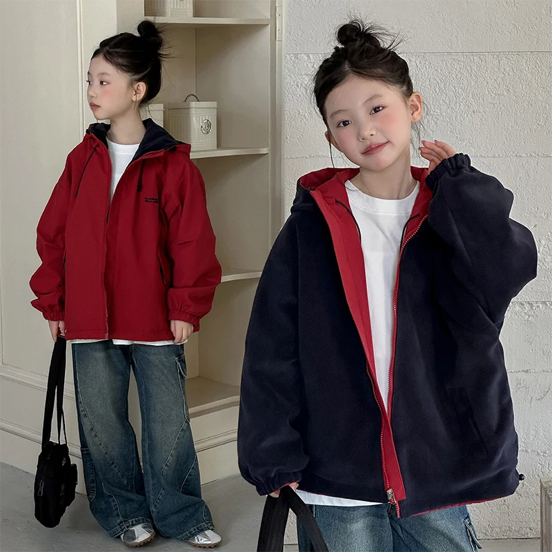 Kids Hooded Coat Ages 4-14Y Girl Reversible Garment Outfit Toddle Sporty Outwear Child American Style Spring Autumn Warm Jacket
Kids Hooded Coat Ages 4-14Y Girl Reversible Garment Outfit Toddle Sporty Outwear Child American Style Spring Autumn Warm Jacket