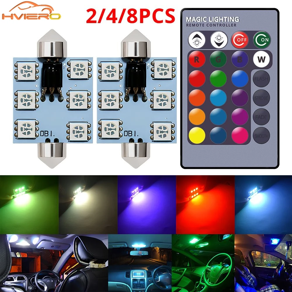 2/4/8Pcs Car Festoon Dome Door Light Led RGB 5050 6SMD 31/36/39/41mm Automobile Controller Colorful Lamp Roof Atmospheres Bulbs
2/4/8Pcs Car Festoon Dome Door Light Led RGB 5050 6SMD 31/36/39/41mm Automobile Controller Colorful Lamp Roof Atmospheres Bulbs
