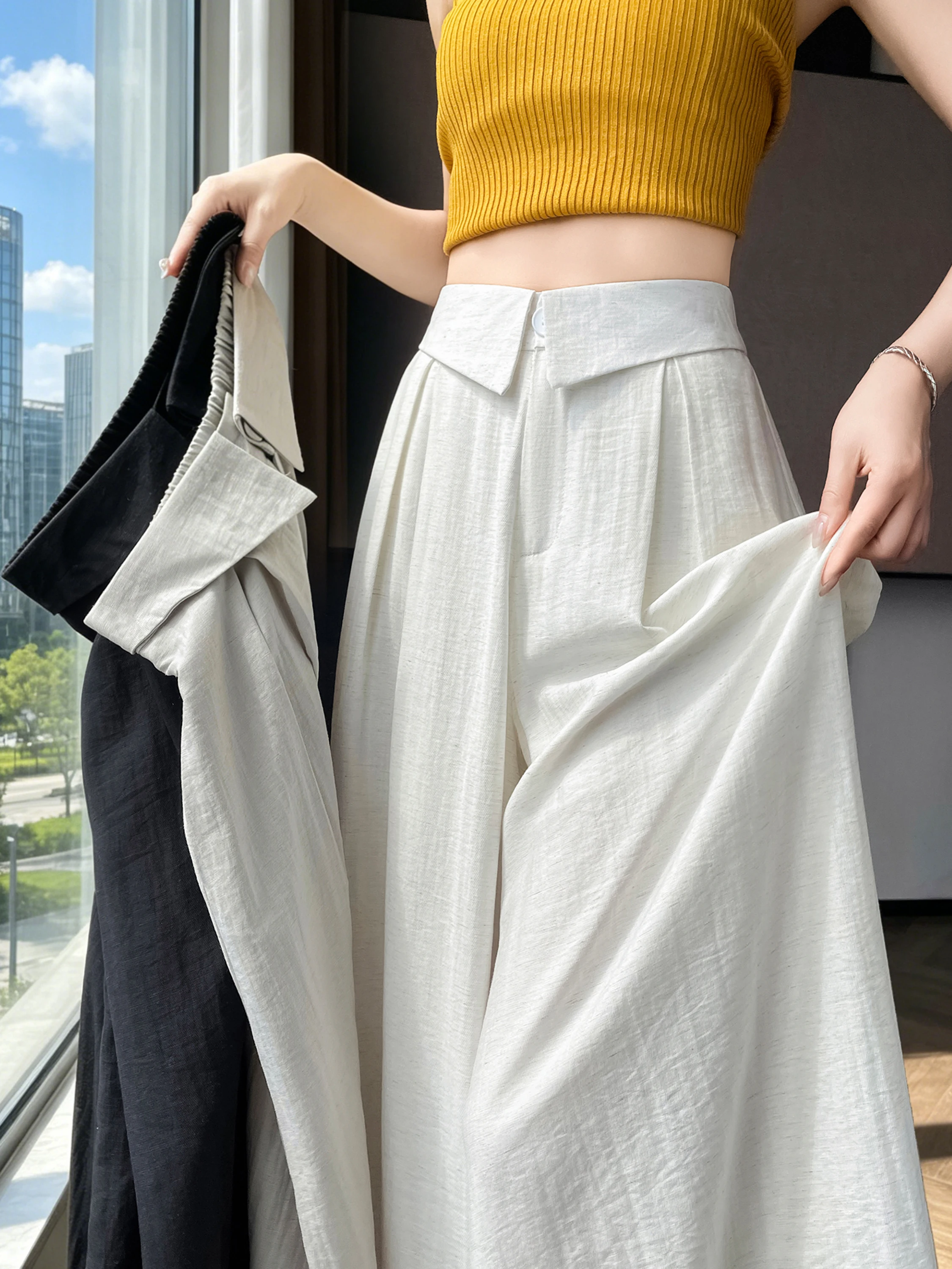 High Waist Linen Wide Leg Pants Women Summer Cotton Linen Samben Loose Thin Floor Length Pants Skirt Casual Style
High Waist Linen Wide Leg Pants Women Summer Cotton Linen Samben Loose Thin Floor Length Pants Skirt Casual Style