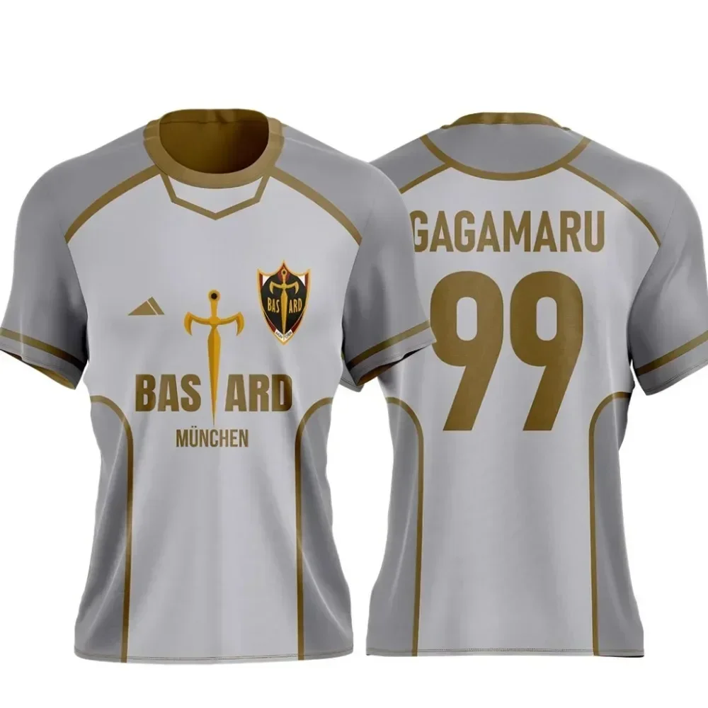 BASARD football jersey - gray with golden accent, team logo, player name "GAGAMARU", and number 99 on the back
BASARD football jersey - gray with golden accent, team logo, player name "GAGAMARU", and number 99 on the back