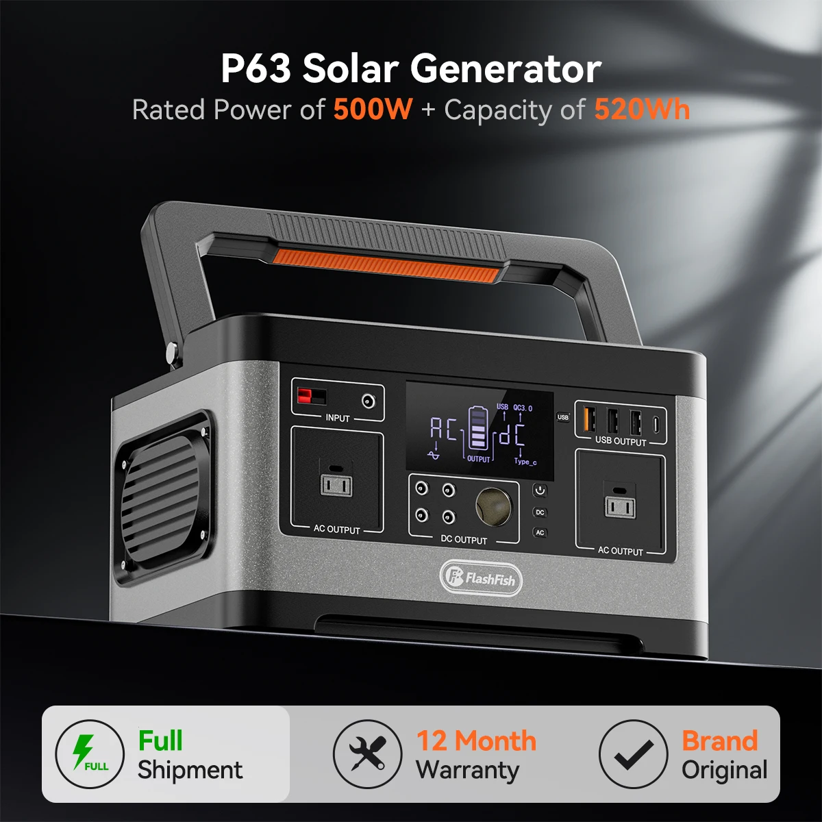 FF FlashFish P63 Portable Power Station 520Wh, Electric Generator with Pure Sine Wave 2 AC 500W(Surge 1000W) 11 Outputs with 4 DC5521 Cigarette Lighter 126W 4 USB Type-C 18W QC3.0 Fast Output Backup Battery Pack for Solar Panel CPAP Emergency Power Suppl
FF FlashFish P63 Portable Power Station 520Wh, Electric Generator with Pure Sine Wave 2 AC 500W(Surge 1000W) 11 Outputs with 4 DC5521 Cigarette Lighter 126W 4 USB Type-C 18W QC3.0 Fast Output Backup Battery Pack for Solar Panel CPAP Emergency Power Suppl