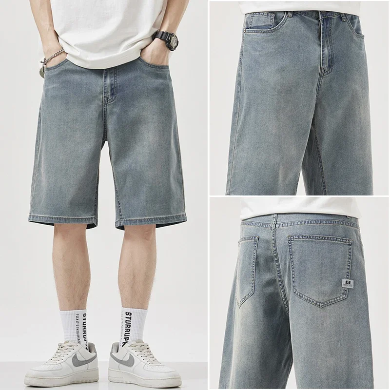 Men's Summer Thin Style High-end Straight Loose Casual Lacele Tennis Denim Shorts Five-Cross Pants Wide Designer Clothes
Men's Summer Thin Style High-end Straight Loose Casual Lacele Tennis Denim Shorts Five-Cross Pants Wide Designer Clothes