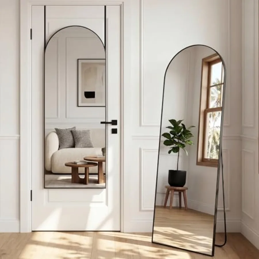 58"x20" Arched Full Length Door Mirror, Over-the-Door Hanging, Floor Standing, Wall Mounted or Leaning, Metal Frame Body Mirror
58"x20" Arched Full Length Door Mirror, Over-the-Door Hanging, Floor Standing, Wall Mounted or Leaning, Metal Frame Body Mirror