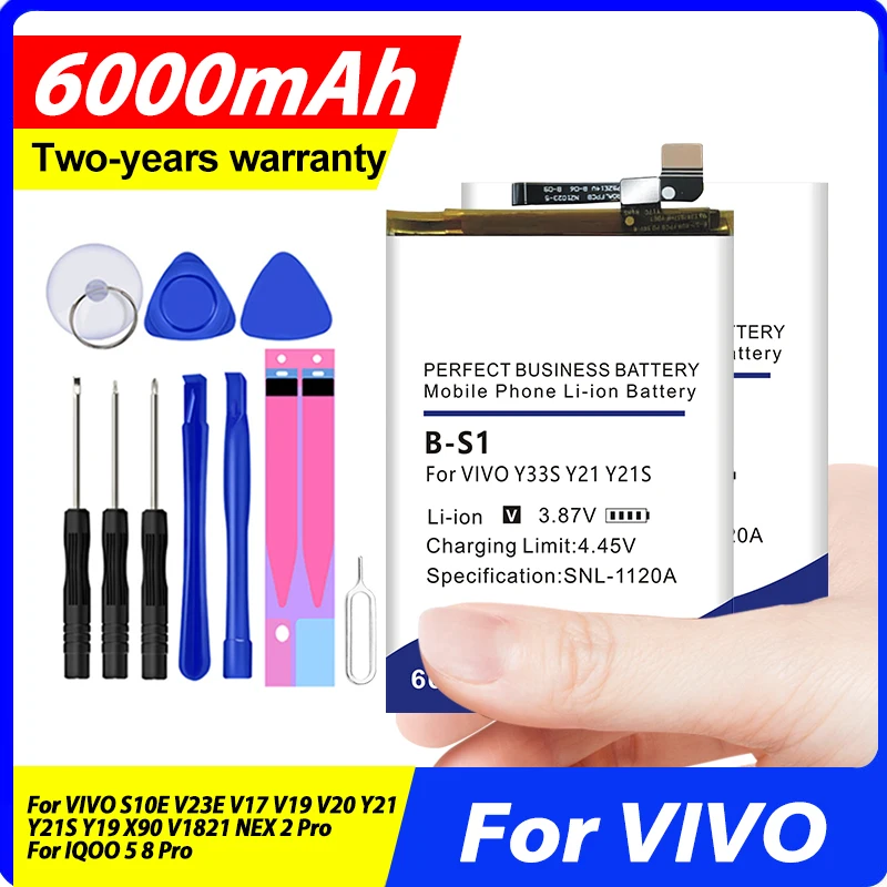 Аккумулятор для VIVO S10E V23E V17 V19 V20 Y21 Y21S Y19 X90 V1821 NEX 2 Pro, для IQOO 5 8 Pro
Аккумулятор для VIVO S10E V23E V17 V19 V20 Y21 Y21S Y19 X90 V1821 NEX 2 Pro, для IQOO 5 8 Pro