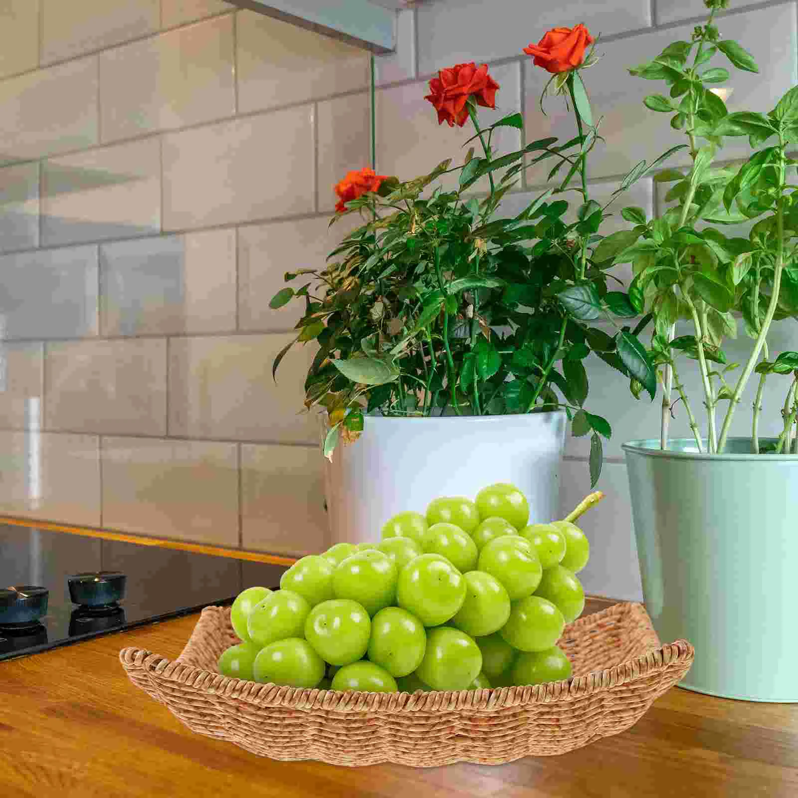 Large Size 22x21x4 6cm Snack Basket Woven Tray Imitation Rattan Fruit Plate Kitchen Tabletop Storage Container Dry Food
Large Size 22x21x4 6cm Snack Basket Woven Tray Imitation Rattan Fruit Plate Kitchen Tabletop Storage Container Dry Food