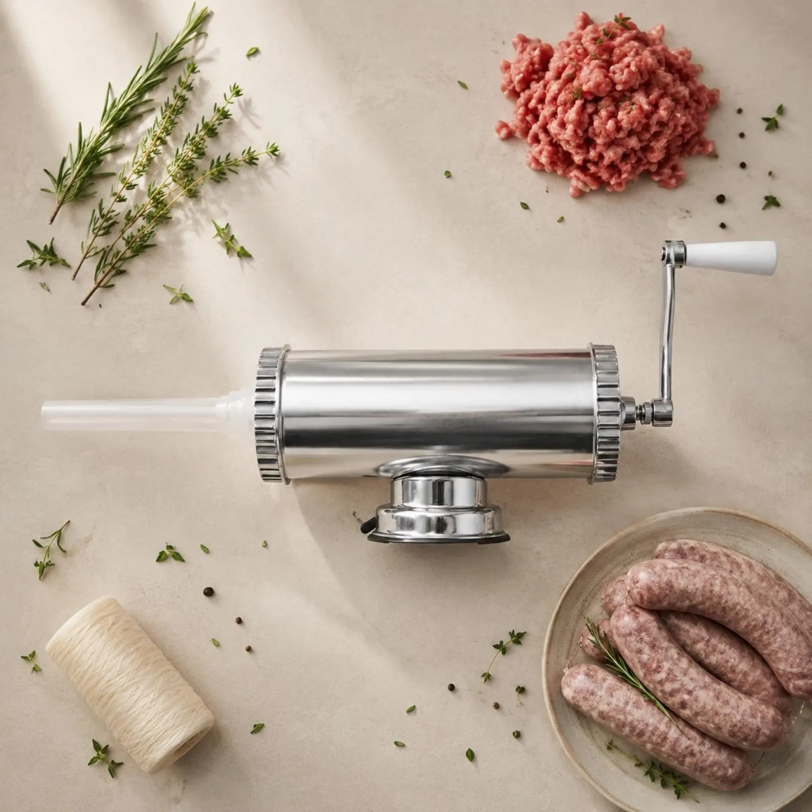 Manual Sausage Stuffer Easy to Use Aluminum Sausage Stuffer Meat Stuffing Machine 3 Nozzle Tubes Food Prep Tool Non-Slip Base
Manual Sausage Stuffer Easy to Use Aluminum Sausage Stuffer Meat Stuffing Machine 3 Nozzle Tubes Food Prep Tool Non-Slip Base