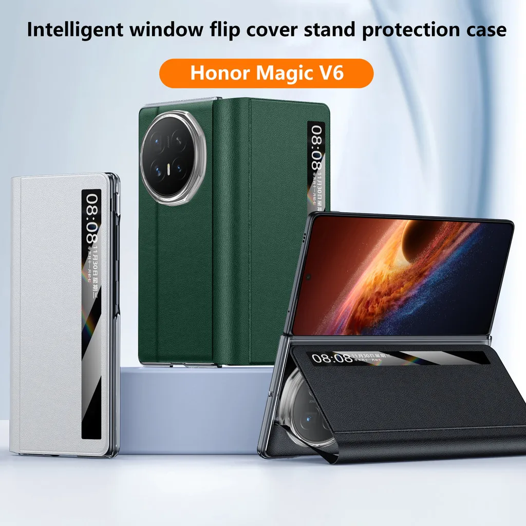 Smart Touch View Fllip Leather Phone Case For Honor Magic V6 MagicV5 5G Foldable Kickstand Holder Leather Cover
Smart Touch View Fllip Leather Phone Case For Honor Magic V6 MagicV5 5G Foldable Kickstand Holder Leather Cover