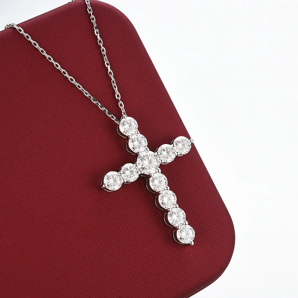 3CTTW Round Cut Moissanite Cross Necklace Women Personality 925 Silver Jewelry Mosan Diamond Sweater chain Pass Tester with Gra
3CTTW Round Cut Moissanite Cross Necklace Women Personality 925 Silver Jewelry Mosan Diamond Sweater chain Pass Tester with Gra