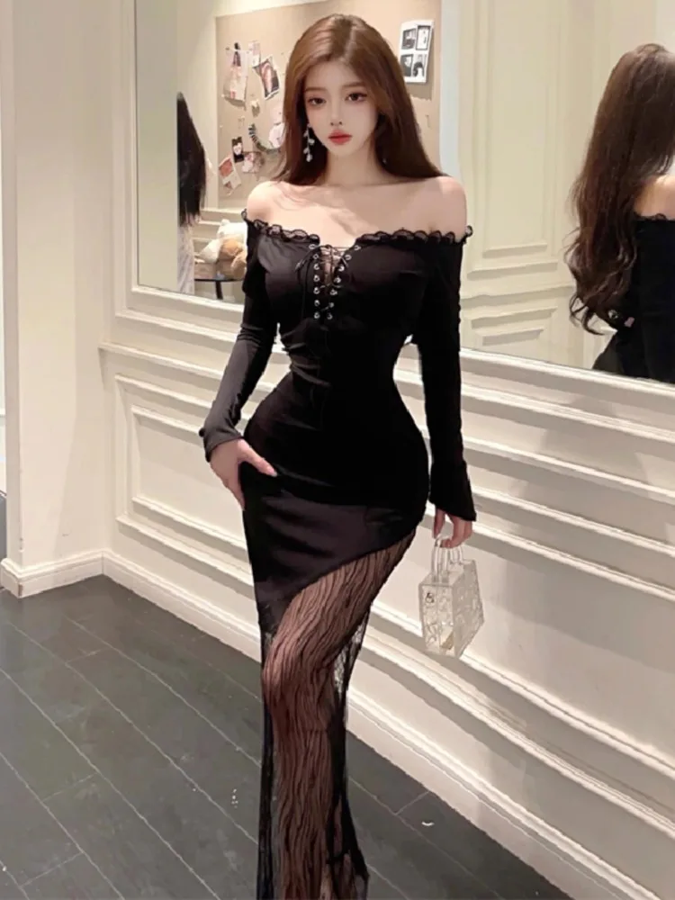 Arazooyi Evening Dresses Women Mesh Patchwork Waist Slim Fit Hip Long Dress Sexy Slash Neck Long Sleeve Spicy Girl Party Robe
Arazooyi Evening Dresses Women Mesh Patchwork Waist Slim Fit Hip Long Dress Sexy Slash Neck Long Sleeve Spicy Girl Party Robe