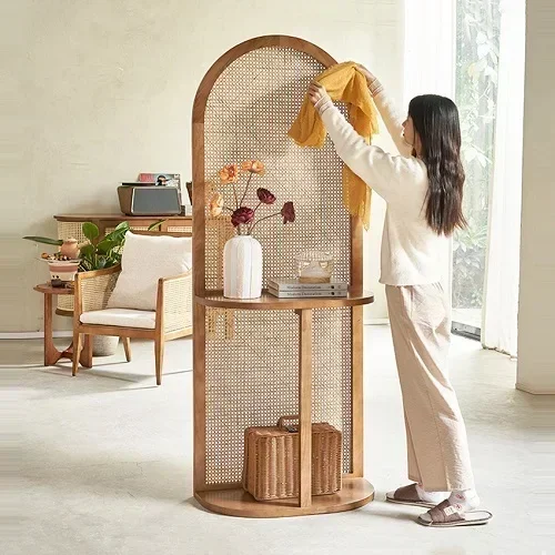 Natural art and French retro Chinese solid wood rattan screen partition living room blocking entry and facing door rack
Natural art and French retro Chinese solid wood rattan screen partition living room blocking entry and facing door rack