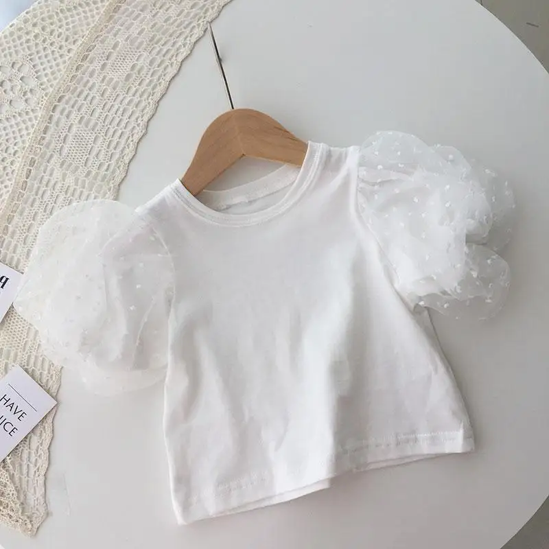 2026 New Summer Baby White Mesh Splice Puff Sleeve Top Girls Short Sleeve Base Shirt Fashionable Toddler T-Shirt
2026 New Summer Baby White Mesh Splice Puff Sleeve Top Girls Short Sleeve Base Shirt Fashionable Toddler T-Shirt