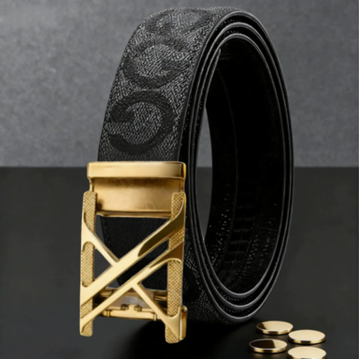 Men's high-quality metal buckle business black PU leather men's fashionable casual belt women's size
Men's high-quality metal buckle business black PU leather men's fashionable casual belt women's size