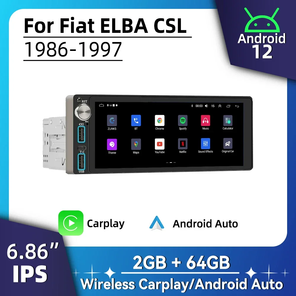 6.86" Screen Android Car Multimedia for Fiat ELBA CSL 1986-1997 1 Din Radio Stereo Head Unit Autoradio Carplay GPS Navigation BT
6.86" Screen Android Car Multimedia for Fiat ELBA CSL 1986-1997 1 Din Radio Stereo Head Unit Autoradio Carplay GPS Navigation BT