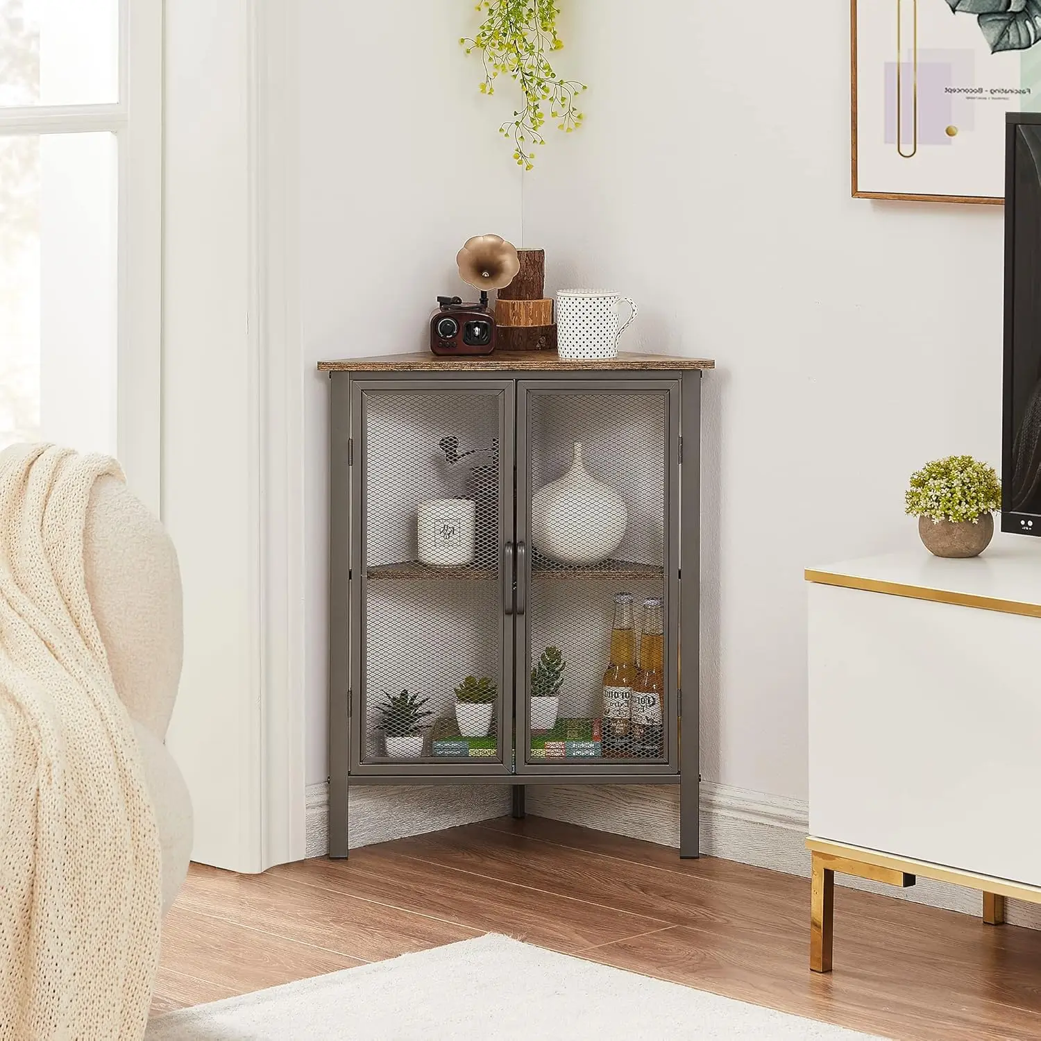 Vecelo Corner Cabinet/Table, 3-Tier Display Shelves With Protection Door, Metal Frame Storage Shelf Organizer For Small Space,
Vecelo Corner Cabinet/Table, 3-Tier Display Shelves With Protection Door, Metal Frame Storage Shelf Organizer For Small Space,