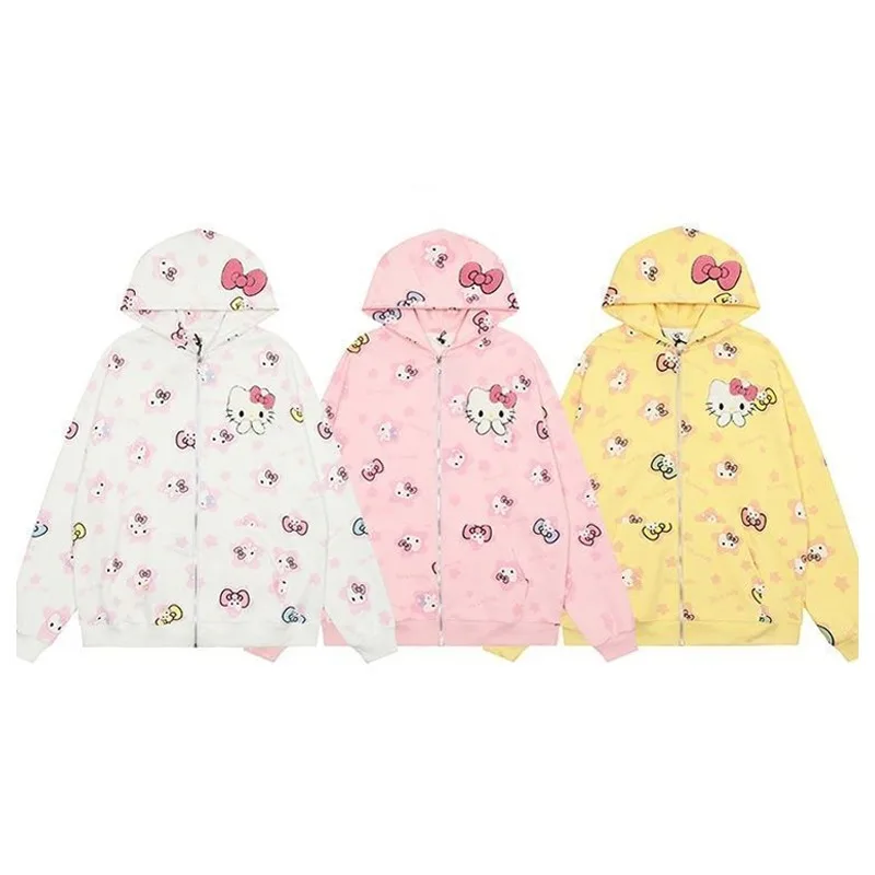 Милое пальто с капюшоном на молнии для девочек с принтом Hellokittys, кавайная повседневная свободная теплая бейсбольная куртка, одежда для девочек, подарок
Милое пальто с капюшоном на молнии для девочек с принтом Hellokittys, кавайная повседневная свободная теплая бейсбольная куртка, одежда для девочек, подарок