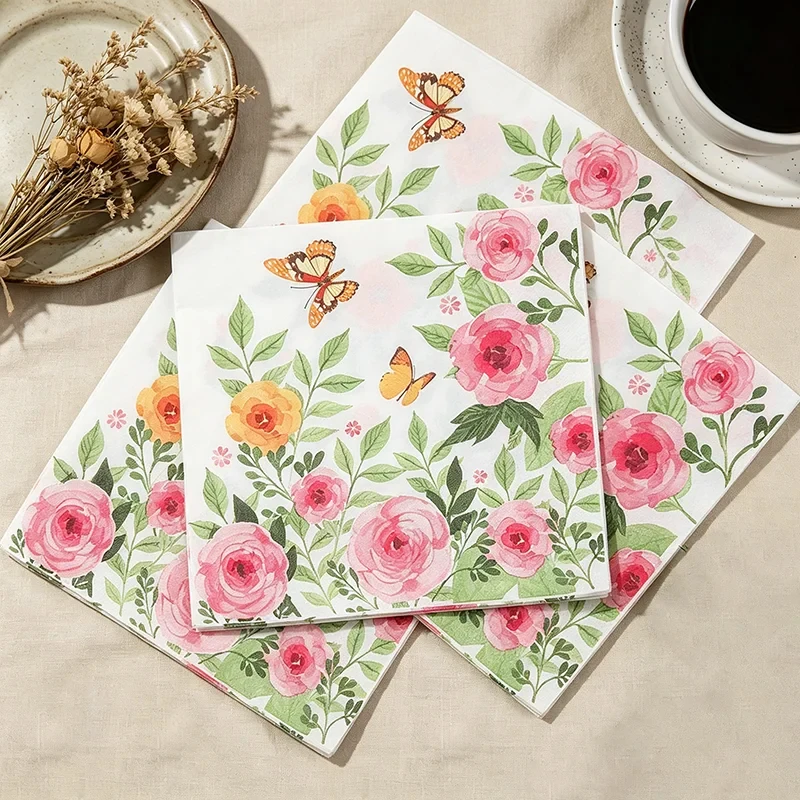 100pcs Floral Butterfly Paper Napkins,Watercolor Pink Rose Disposable Napkins for Spring Wedding Birthday Party Table Decor
100pcs Floral Butterfly Paper Napkins,Watercolor Pink Rose Disposable Napkins for Spring Wedding Birthday Party Table Decor